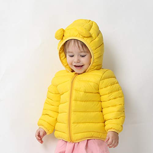 CECORC Winter Coats for Little Kids with Hoods (Padded) Light Puffer Jacket for Outdoor Warmth, Travel, Snow Play | Little Girls, Little Boys | Baby, Infants, Toddlers, 3T, Yellow