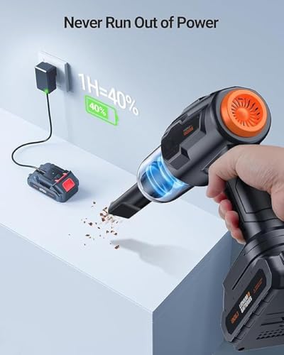 Image of larrto ortable Car Vacuum Cleaner with Blower | USB Rechargeable Wireless Handheld Cleaner Traveling,Portable,Rechargeable (-4in1)