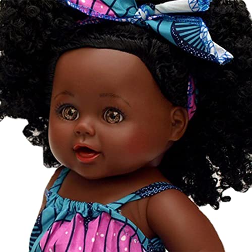 Muñeca bebé ideal para regalo de cumpleaños con ropa de moda negra y cabello 2