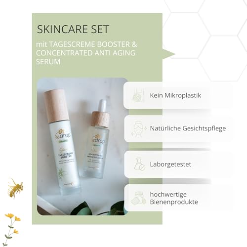 bedrop Skin Care Set - Concentrated Anti Aging Bienengift Serum & Tagescreme Booster Gesichtscreme im Set - Bei Falten für Gesichtspflege