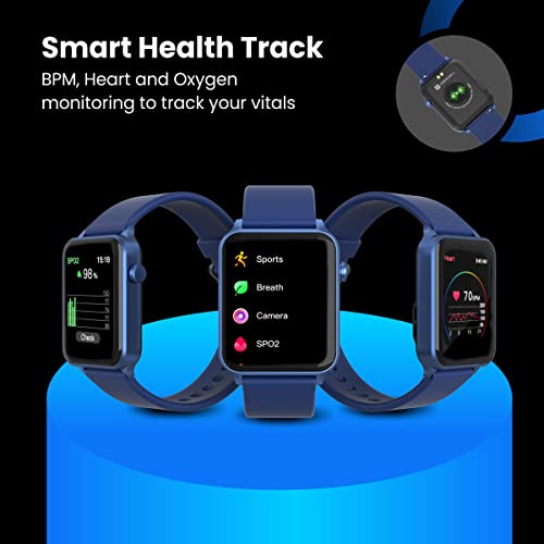 Image of Portronics Kronos Gamma Bluetooth Calling Smart Watch, 1.69inch HD Display, Dial Pad, SpO2, BP & HR Monitoring, Multiple Sports Mode, IP68 Water Resistant, Android /iOS Compatibility(Blue)