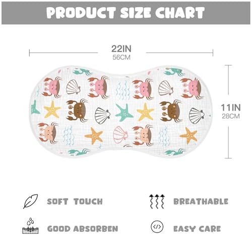 Cute Cartoon Crabs Baby Burp Cloths for Boys and Girls, Soft Muslin Spit Up Towels, 22"x11" Newborn Essentials for Feeding and Drooling, 4 Pack4