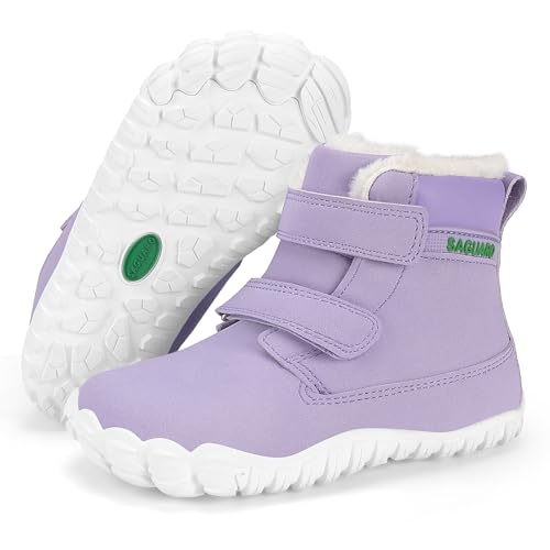 SAGUARO Winter Barfußschuhe Kinder Warm Gefütterte Winterschuhe...