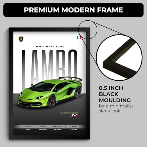 Image of Lamborghini Aventador Poster | Framed Lamborghini A4 Sized (31 x 23 cm) | Supercar Frames for Wall, Gift for Boys, Car Poster | Supercar Frames for Wall, Bedroom, Hostel, Study Room (F 025)