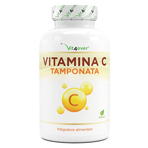 Vitamina C tamponata - 365 capsule - Alto dosaggio di 1000 mg di vitamina C per dose giornaliera - Da fermentazione vegetale - pH neutro e molto ben tollerato - Vegano