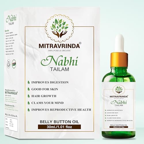 Nabhi Tailam Belly Button Oil for boosting immunity improving digestion & Joint Pain Relief, promoting Hair growth, and improving skin glowing & Eye health and Brain Development &weight loss 30ml