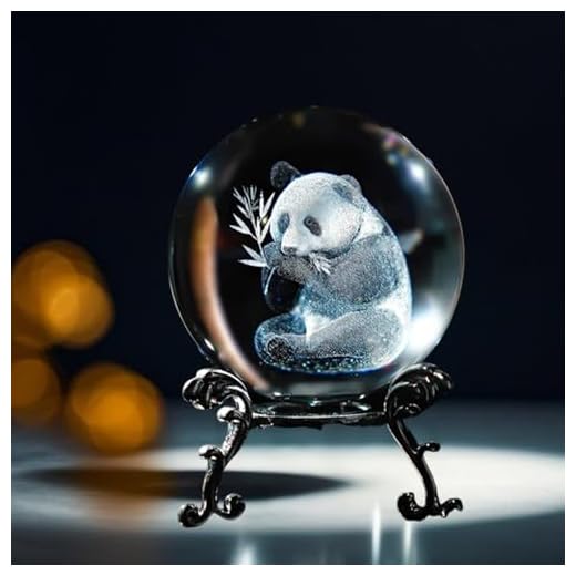 Crystal Ball Decorative Sphere Metal Stand Transparent Display Orb Desk Shelf 3D Laser Engraved Design Tabletop Decoration