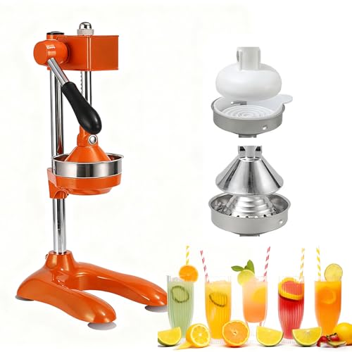 Exprimidor de limón de metal resistente, exprimidor manual de cítricos con base en forma de U y moldes dobles para jugo de naranja, limón, lima y granada