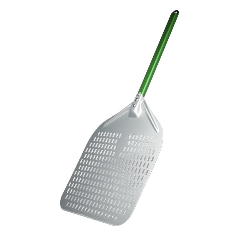 WANGSHAOWEI Pizza ​Paddle 14/13/12 Inch Perforated Pizza Shovel Retangular Paddle Multiple Color Handle Peel(13inch 75cm Green)