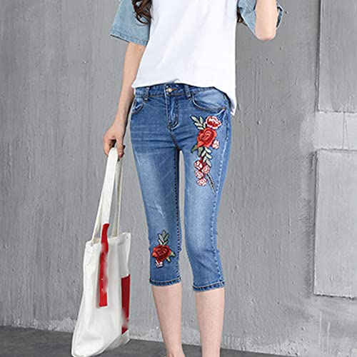 DGHM-JLMY Women's Capri Stretch Casual Jeans Slim Fit Sexy Pattern Skinny Capri Jeans Soft Mid-Rise Summer Denim Pants2