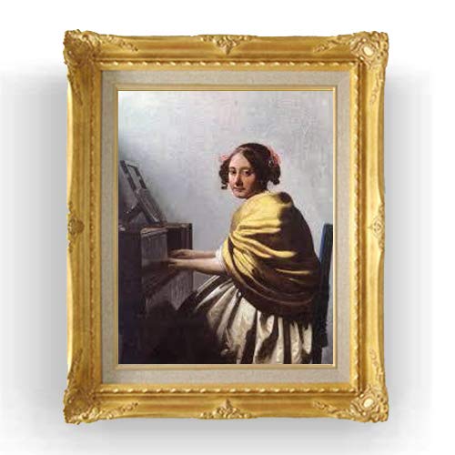 Amazon.co.jp: フェルメール ヴァージナルの前に座る若い女 F6 油絵