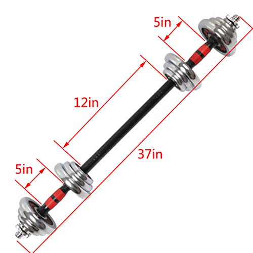 1 Pair 66LBS Adjustable Dumbbell Weight, Exercise Fitness Barbell Set, Heavy Dumbbells Weights, Free Weights 2-in-1 Set, All-Purpose, Home, Gym, Office (Silver, 66LBS)