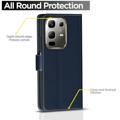 Image of Outlouders Flip Cover for Infinix Note 50x 5G | Leather Finish | Wallet Stand and Shock Proof | Complete Protection Flip Case (Blue)