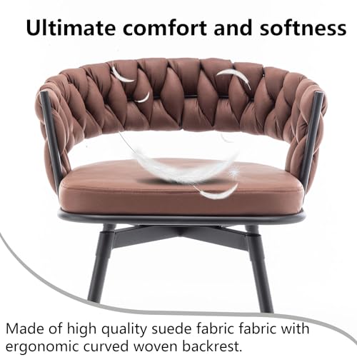 Butacos modernos de altura para barra Canxkun, juego de 2 unidades, asiento tejido, giro de 360°, para isla de cocina, cafetería o barra (marrón) miniatura 6