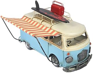 28cm Blue Camper Van Canopy Surfboard Tin Plate Metal Decorative Model Ornament