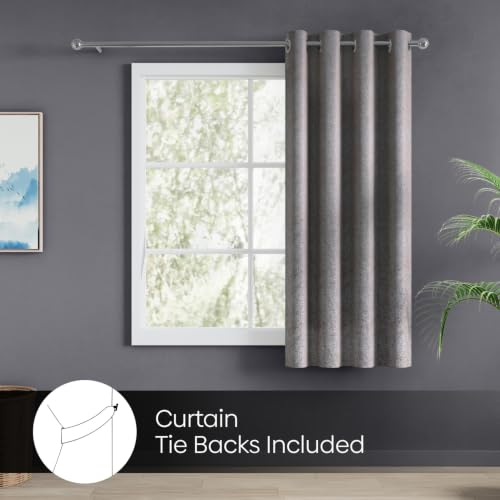 Image of haus & kinder Metallic Blackout Jacquard Window Curtain 5 Feet Long Pack of 1 | 100% Room Darkening Luxe Metallic Stone 130 x 152 cm