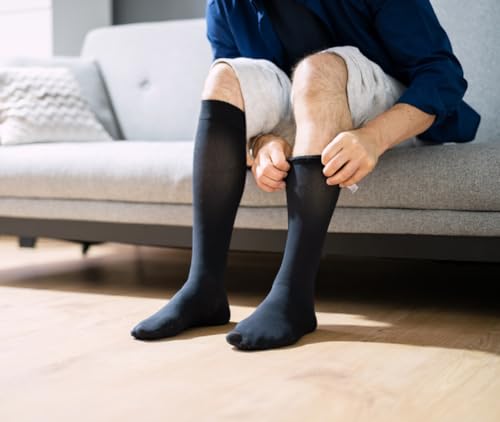 Image of Medical Grade Travel Flight Socks | Graduated Compression 18-21 mmHg at Ankle | Relieves Tired and Aching Legs, Pain and Swellings (LARGE)