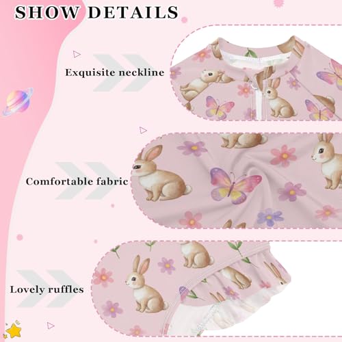 Traje de baño de una pieza para niñas con mangas largas y estampado para tres a doce años 4