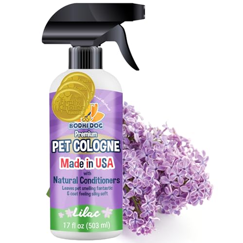 Bodhi Dog Premium Dog Cologne - Deodorizing Dog Perfume &amp; Conditioner for Dogs &amp; Cats - Natural Long Lasting Spray - Keeps Pets Fresh All Day - Gentle &amp; Safe Formula, Made in USA (Lilac 17 Fl Oz)