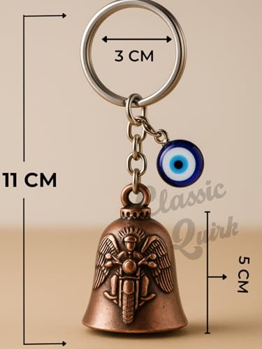 Image of Evil Eye Hooked Guardian Bell Keychain - Protective Lucky Charm Bell with Clip Hook for Bike, Car, Key & Bag | Spiritual Good Luck Talisman Gift