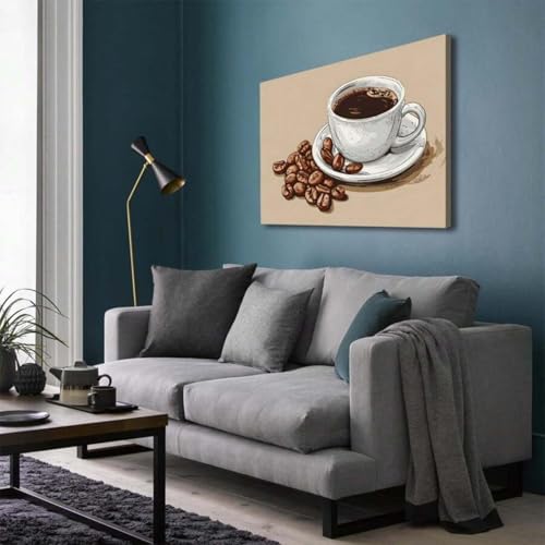 Tableau de café impression sur toile marron décoration intérieure 70 x 100 cm