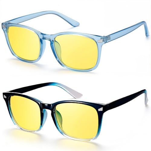 Image of Polarized Sunglasses for Women Men Night Vision Glasses Anti Glare | Yellow Anti Glare UV400 Lens, Lightweight Square Frame, for Day Night Use, Driving, Fishing, Cycling, Traveling