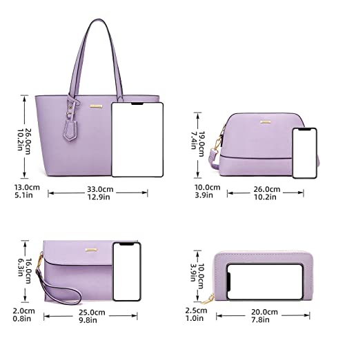 Image of Women Fashion Handbags Wallet Tote Bag Shoulder Bag Top Handle Satchel Purse Set 4pcs