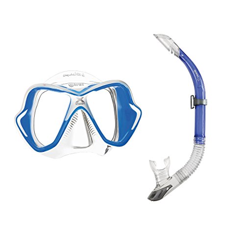 Máscara Mares X-Vision LiquidSkin Sailor azul transparente para buceo y esnórquel