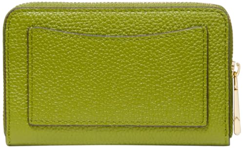 Image of Michael Kors Jet Set Small Zip Around Card Case, Gold-Tone Hardware /Mercer Pebble Leather /Meadow Green