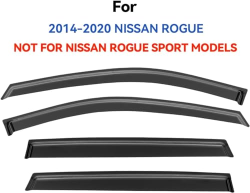 Image of Window Visors Rain Guards for Nissan Rogue S SV SL 2014-2020, Out-Channel Window Vent Wind Deflectors Visors Shades for 14-20 Rogue (Excludes Rogue Sport Model)