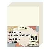 50 Sheets 110lb Cream Cardstock, 8.5" x 11", Heavyweight Off-White Paper Greeting Cards DIY Craft Card Making, 110LB Cover 300 GSM
