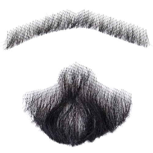 Barba humana realista con encaje invisible para disfraces de hombres