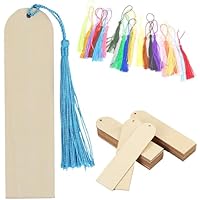 24Pcs Marcapáginas Madera, 24Pcs Borlas Flecos Coloress,
