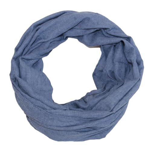 beybey® Damen Loopschal aus 100% Baumwolle – Leichter Rundschal, weich & atmungsaktiv – Viele Farben & Muster (uni blau)