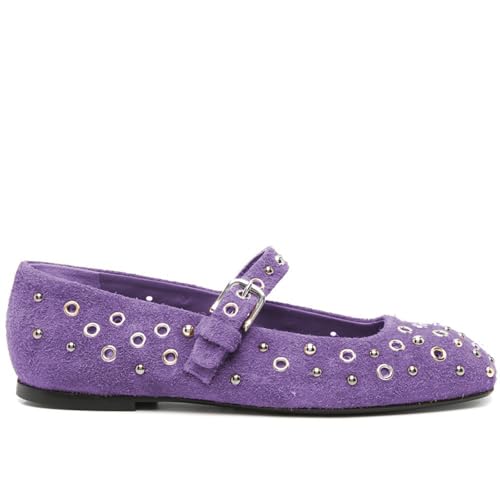 Women's Fashion Mary Jane Flats with Studded & Eyelet Details Shoes