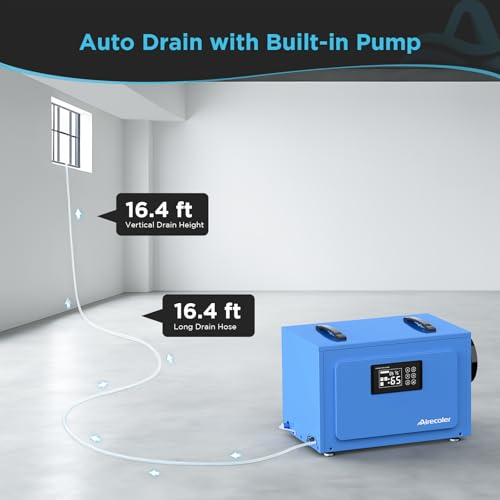 125pintscommercialdehumidifierwithpumpforcrawlspacesbasementswithdrainhoseindustrialgradewaterdamagerestorationforupto6000sqftautodefrostmemorystarting  Urban Country Home Decor 125 pints commercial dehumidifier with pump for crawl spaces basements with drain hose industrial grade water damage restoration for up to 6000 sq ft auto defrost memory starting  urban country home decor