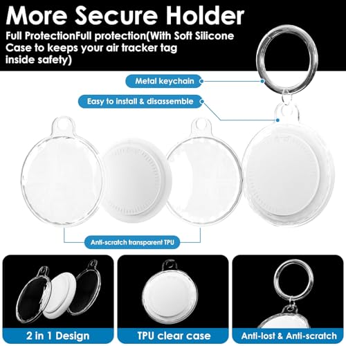 Image of 4 Packs Tracker Tags Smart Bluetooth Tracker Both iOS and Android Android GPS Tracker Tag with 4 Waterproof Keyrings Tag Locator Smart Tag for Keys,Suitcase,Wallet and More.