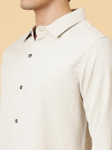 Image of KOTTY Men's Textured Casual Shirt - Long Sleeve||Button-Down Collar||Classic Fit
