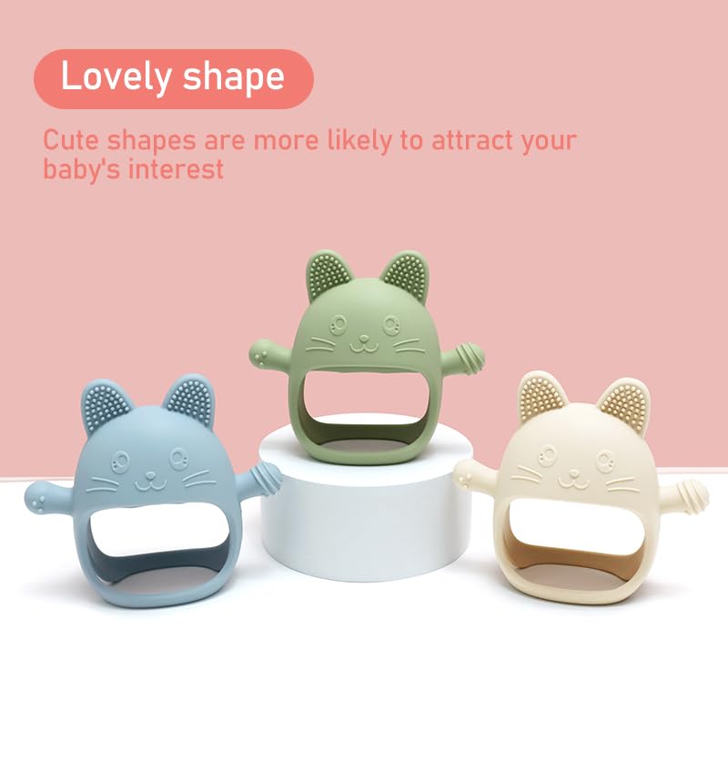 Miniatura 6 de Mordedor de silicona para bebés, paquete de 2 unidades, suave y flexible, juguetes de dentición de fácil agarre para bebés y niños pequeños, sin