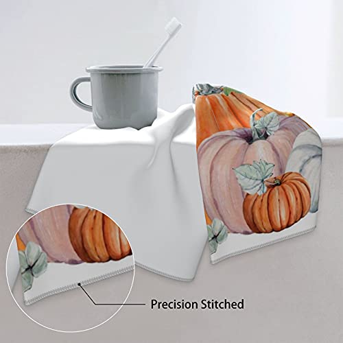 Fall Autumn White Pumpkins Thanksgiving Decorative Hand Towels Ultra Soft Highly Absorbent Microfiber Kitchen And Bath Hand Towels Multipurpose For Bathroom Kitchen Gym Hotel And Spa 15.7X27.5 In #TOP3