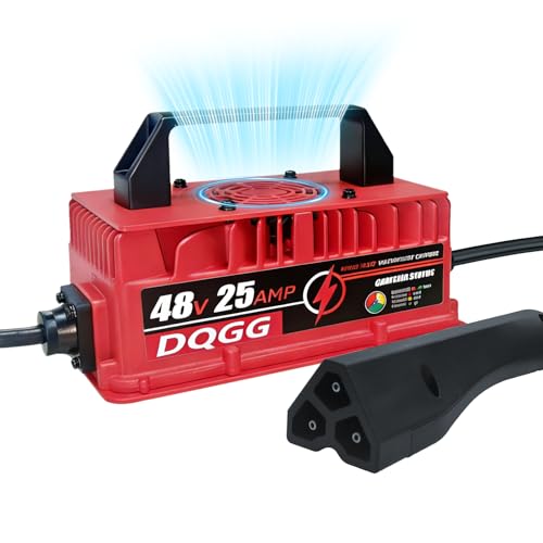 BENKIA 48 Volt 25 AMP Golf Cart Battery Charger with 3-Pin Triangular Plug for EZGO RXV/TXT, Smart