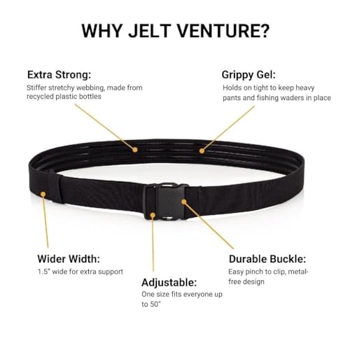 Jelt Venture Adjustable Elastic Stretch Belt Non-Slip for Men or Women Black4