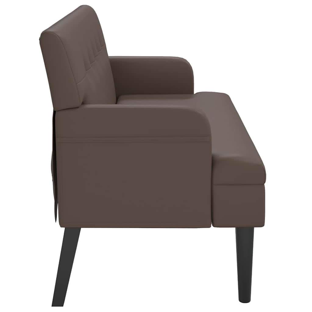 Banco con Respaldo de Cuero Sintetico Marron 112x65,5x75 cm