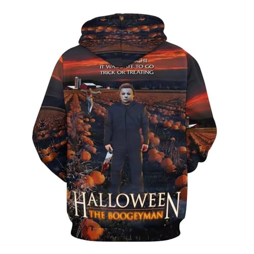 ZHANGXM Men's Long Sleeve 3D Print Hoodie Halloween Michael Myers Spring And Autumn Blouse for Unisex Sweatshirt3