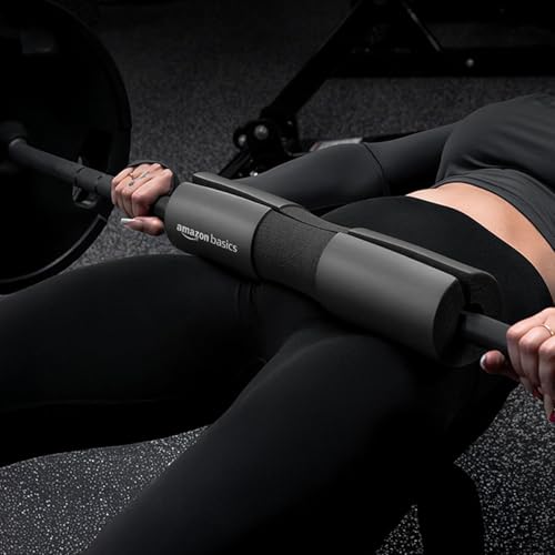 Image of Amazon Basics Barbell Pad for Weight Lifting | Foam Cushion Squat Pad for Gym Rod | Hip Thrust Pad | for Neck & Shoulder Support | Black