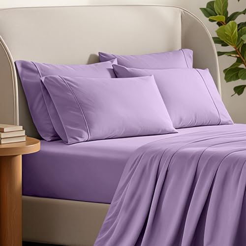 Image of Bare Home Microfiber Bulk Pillow Cases - King Set of 4 - Cooling Pillowcases - Double Brushed - Lavender Pillowcases 4 Pack - Easy Care (King - 4 Pack, Lavender)