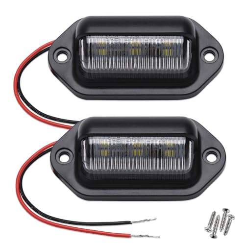 Xnourney 2PCS LED Eclairage Plaque Immatriculation, 12V/24V DC imperméable à l'eau 6SMD LED Feu de plaque d'immatriculation, plaque immatriculation moto,Convient pour camion SUV remorque van RV bateau