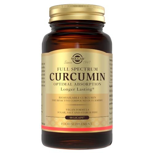 Solgar Full Spectrum Curcumin Softgels - Pack of 90 - Potent Antioxidant - Faster Absorption - Free from Sugar Salt Starch Gold
