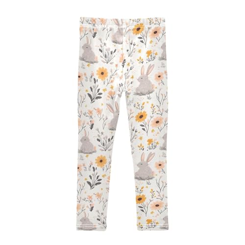 Rabbit and Sunflower O Girls Leggings Athletic Pants Tights Stretch Bottom2