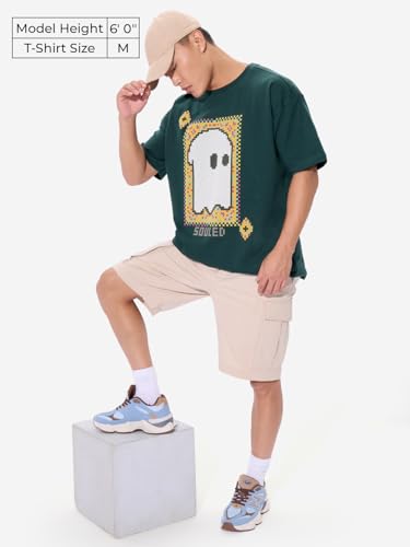 Image of The Souled Store Mr. Soul Men and Boys Short Sleeve Round Neck Purple Graphic Printed Cotton Oversized T-Shirts